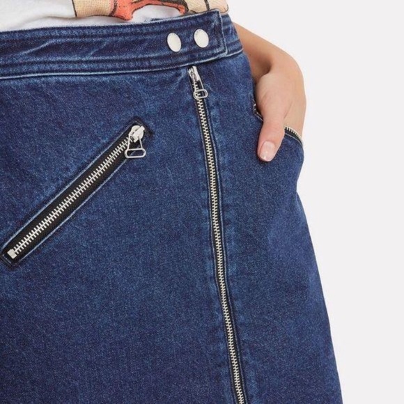 Rag & Bone Racer Zip-Front Denim Skirt Size 25 - Picture 2 of 2